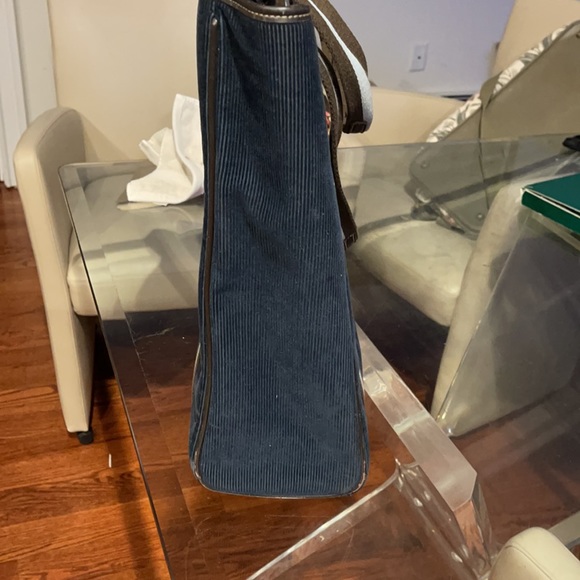 Rafe Navy Corduroy with strip decor large bag with many compartments inside NWOT - Picture 5 of 8